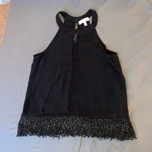 Monteau Los Angeles Black Lace Halter Tank Size M